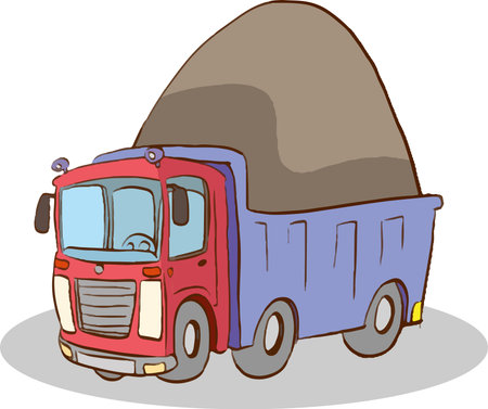 Illustration of a truck with a sandbag on a white backgroundのイラスト素材