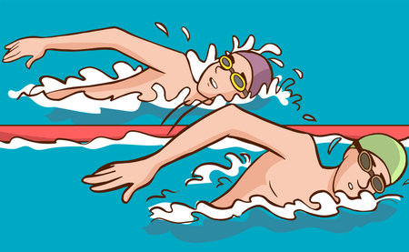 swimmer in the swimming pool. Vector illustration of a swimmerのイラスト素材