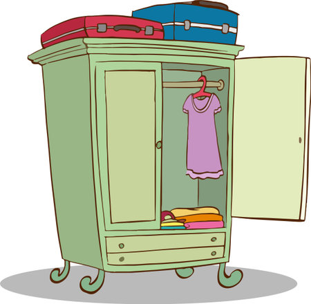 Illustration of a Closet with Closet and Clothesのイラスト素材