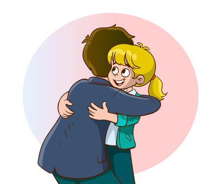 Vector illustration of a loving couple hugging each other. cartoon style.のイラスト素材