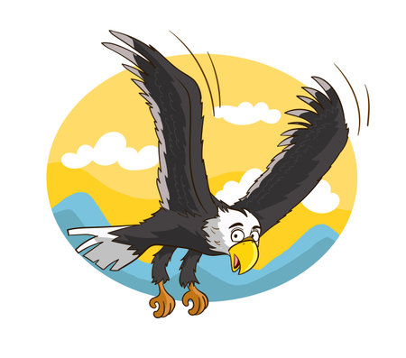 Eagle flying in the sky. Vector illustration in cartoon style.のイラスト素材