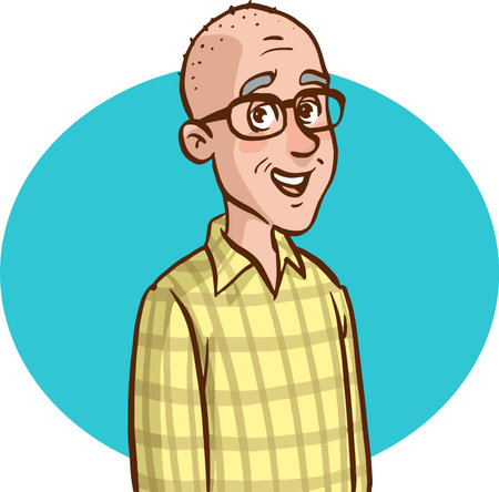 Illustration of an old man with glasses wearing a plaid shirtのイラスト素材