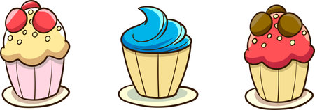 Cupcake with cream. Vector clip art illustration with simple gradients. Each on a separate layer.のイラスト素材