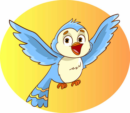 Illustration of a Cute Blue Bird Cartoon Mascot Characterのイラスト素材