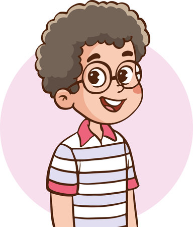 Cartoon Illustration of a Little Boy Smiling at the Cameraのイラスト素材