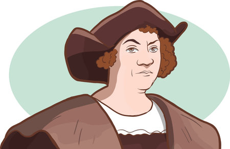 portrait drawing of christopher columbus vector illustrationのイラスト素材