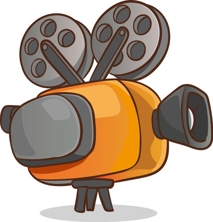 Cartoon cinema camera. Vector clip art illustration with simple gradients. Each on a separate layer.のイラスト素材