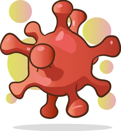 Illustration of a Virus Shaped as a Mascot on White Backgroundのイラスト素材