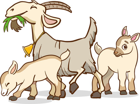 goat and goatling Vector clip art illustration ready for vinyl cutting.のイラスト素材