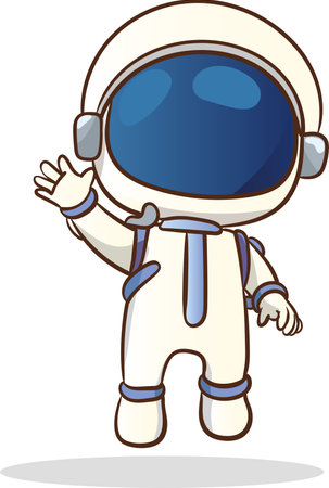 Astronaut in space suit waving his hand. vector illustration.のイラスト素材