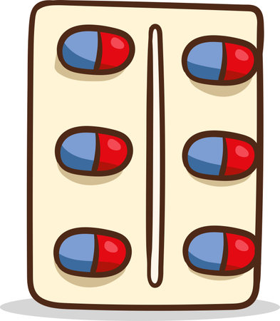 Illustration of a Set of Pills and Capsules on a White Backgroundのイラスト素材