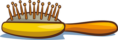 Illustration of a Hairbrush with a wooden handle on a white backgroundのイラスト素材