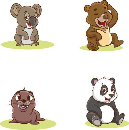 vector illustration of baby animalsのイラスト素材