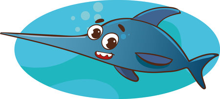 Cartoon Illustration of a Blue Marlin Fish Mascot Characterのイラスト素材