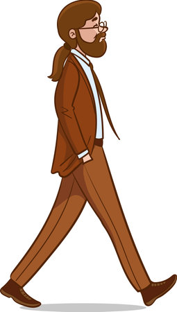 Illustration of a Bearded Businessman Walking with Eyeglassesのイラスト素材