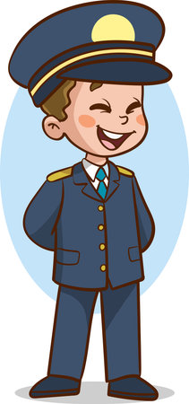 vector illustration of a Little kid Wearing a pilot Uniformのイラスト素材