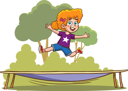 Illustration of a Little Girl Jumping on a Skateboardのイラスト素材