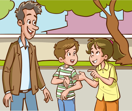 vector illustration of parents and children talkingのイラスト素材