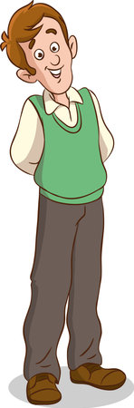 Illustration of a Teenage Boy Wearing a Green T-Shirtのイラスト素材