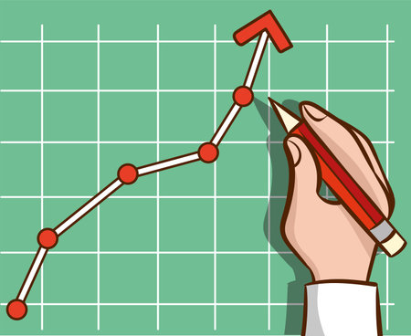 Pen in hand. Concept of business development. Way up. Success in work. Step by step.Human drawing career ladder. vector illustration flat designのイラスト素材