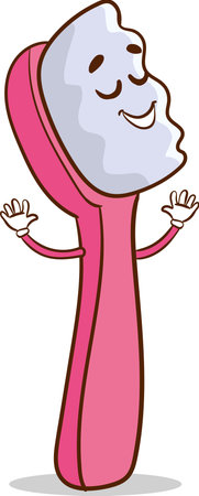 Cartoon illustration of a toothbrush with a smiley face.のイラスト素材