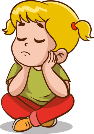 vector illustration of sad and unhappy childrenのイラスト素材