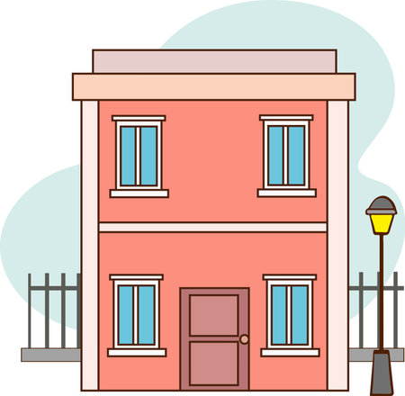 This is an illustration of a cute and lovely house in the city.のイラスト素材