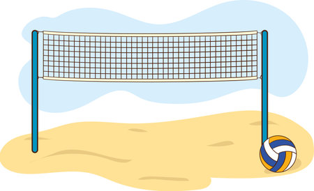 Illustration of a Volleyball Beach Volleyball Net and Ballのイラスト素材