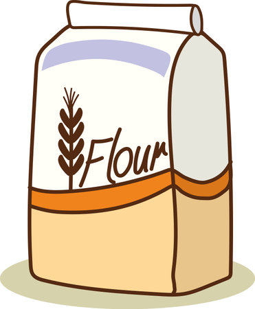 Illustration of a bag of flour with wheat on a white backgroundのイラスト素材