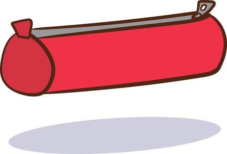 Vector illustration of a red pencil case isolated on a white background.のイラスト素材