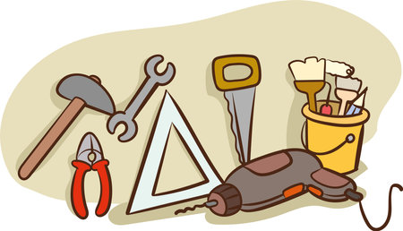 Illustration of a Set of Tools and Equipment for a Home Repairのイラスト素材
