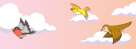 vector illustration of birds flying in the skyのイラスト素材