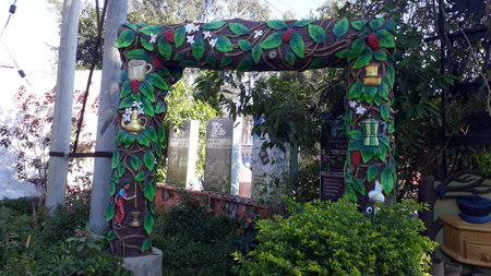 colorful arch in the coffee museum, Araku Vallyのeditorial素材