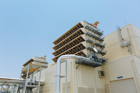 Power plant equipments, HRSG, Power Generators, Trucks, Engine Rooms, Heat Exchangers, Boilers, Generators,のeditorial素材