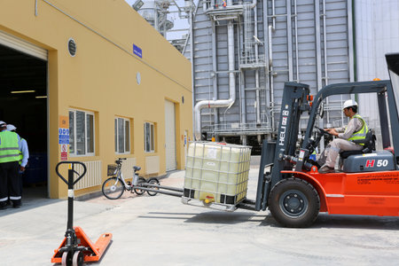 Power plan aerial view of machineries such as heat exchanger, power generators, diesel generators, power plantのeditorial素材