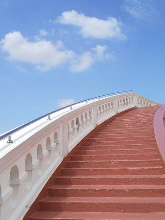 Stairway to the top of golden mountain in Bangkok, Thailandの写真素材