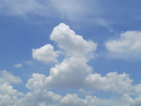 blue sky with clouds closeupの写真素材