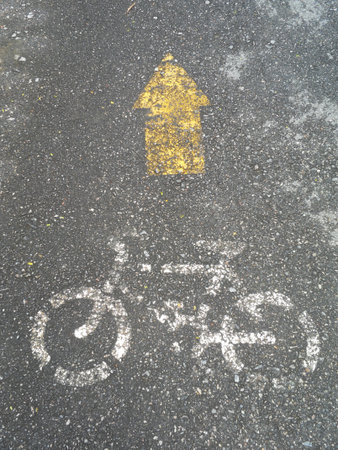 bicycle symbol on the roadの写真素材