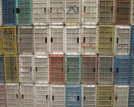 Colorful plastic containersの写真素材