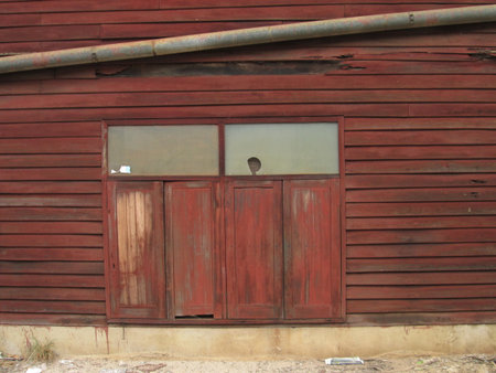 Thai old home wall and windowsの写真素材