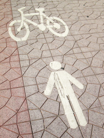 people and Bicycle Road Signの写真素材