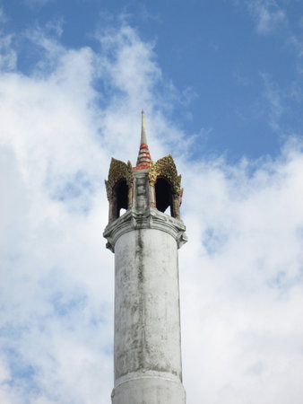Crematory in Thai temple on blue skyの写真素材