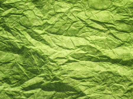 Crumpled green paperの写真素材