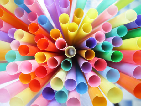 Colorful drinking straws backgroundの写真素材