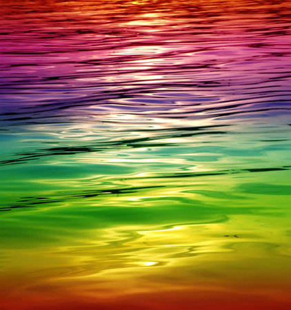 rainbow shimmering Seawater Backgroundの写真素材