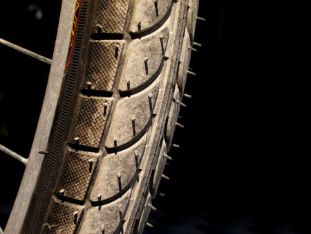 Bicycle tyre tread close-up