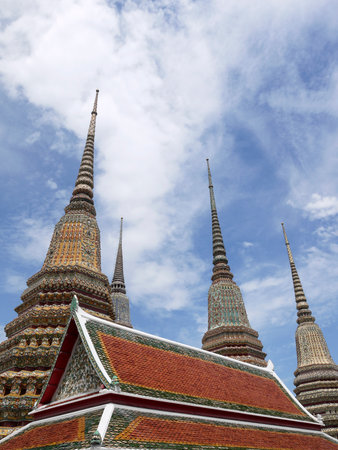 Authentic Thai Architecture in Wat Pho at Bangkok of Thailandの写真素材