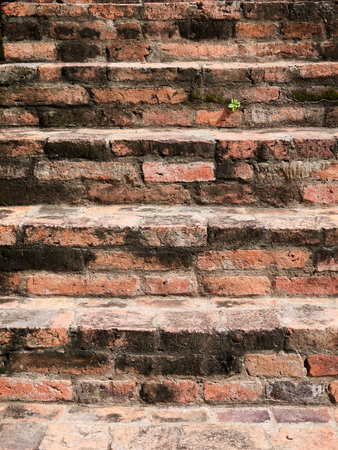 Old brick stair for stupaの写真素材