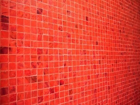 closeup red mosaic tilesの写真素材
