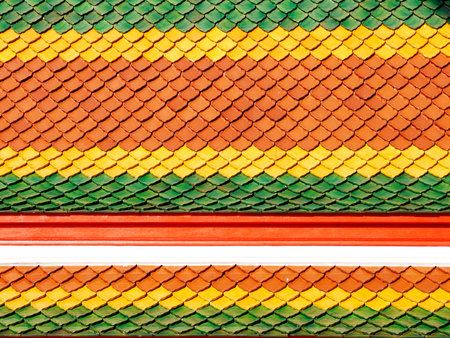 new roof tiles of Thai templeの写真素材